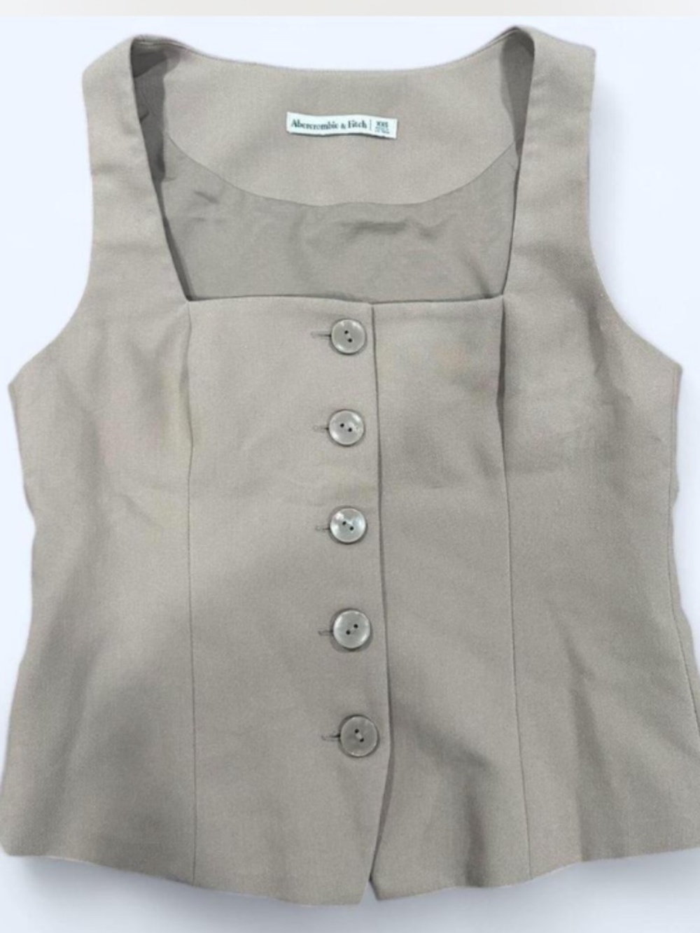 abercrombie and fitch vest button adjustable 0 waist taupe brown tan preppy fall